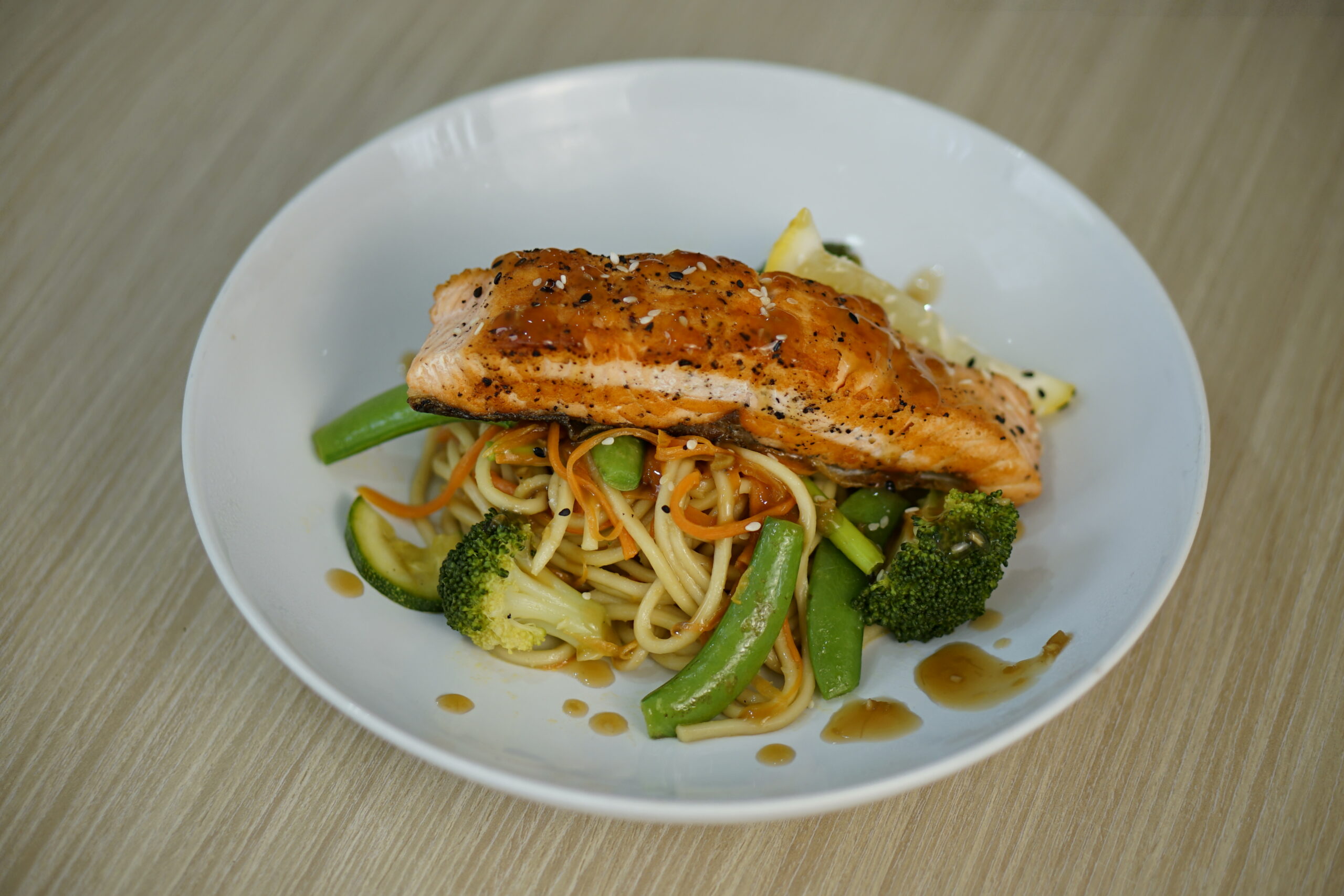Teriyaki Salmon Udon Bowl